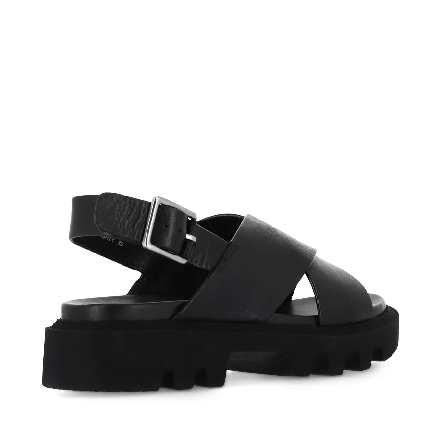 FLIGHTY - BLACK LEATHER Breathable straps Comfy lining