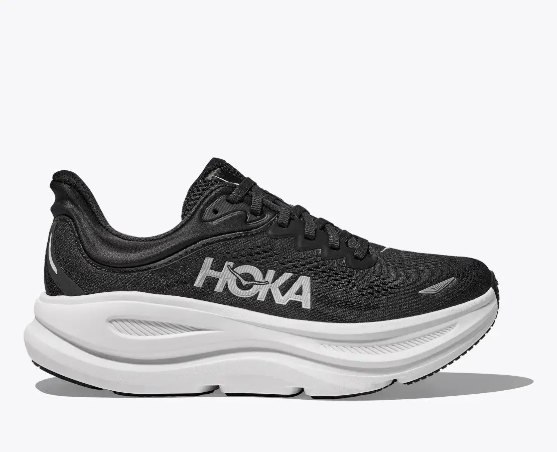 HOKA ONE ONE BONDI 9 - WIDE - BLACK & WHITE Hero Mode
