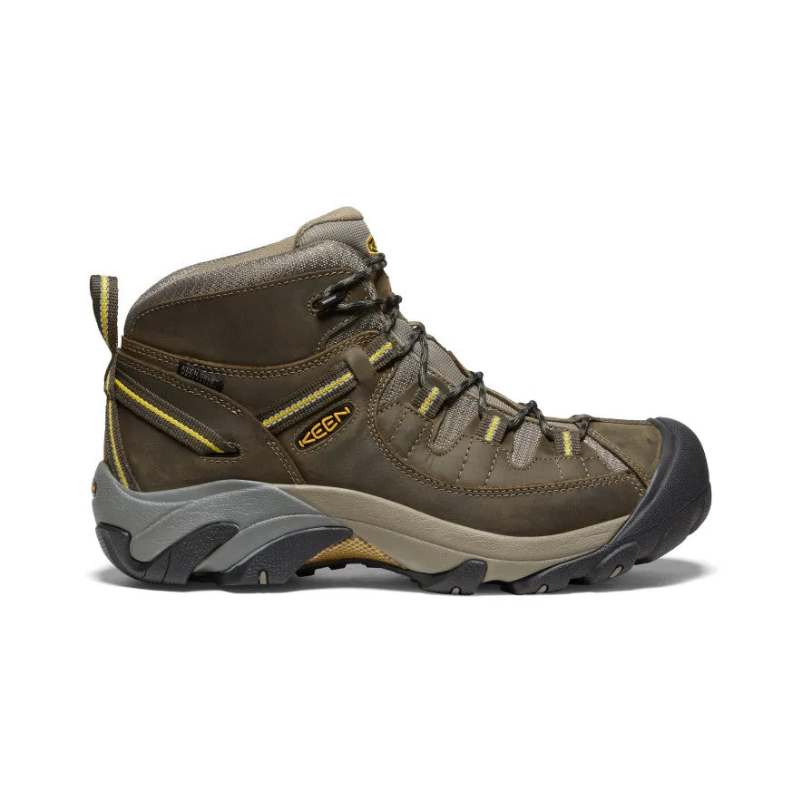 Men's Targhee II Mid Waterproof Hiking Boots  |  Black Olive/Yellow Unique Design Lightweight Construction