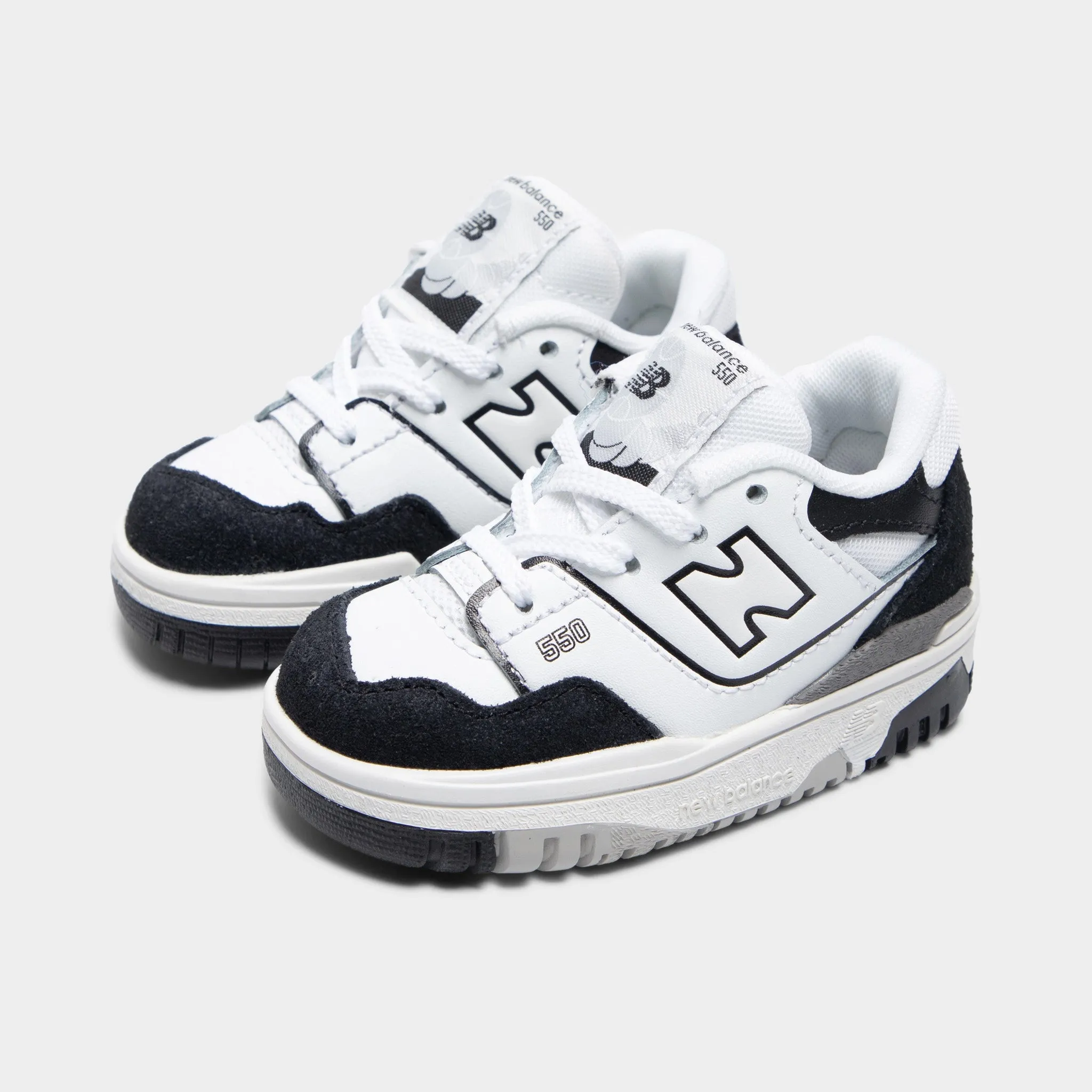 New Balance Infants' 550 White / Black Lightweight Compression Molded Sneakers Easy On Off