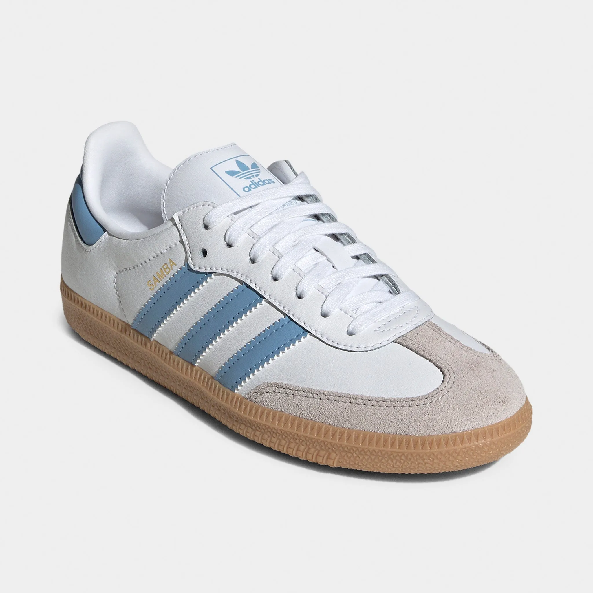 adidas Juniors' Samba OG White / Ash Blue - Gum Easy Cushioning
