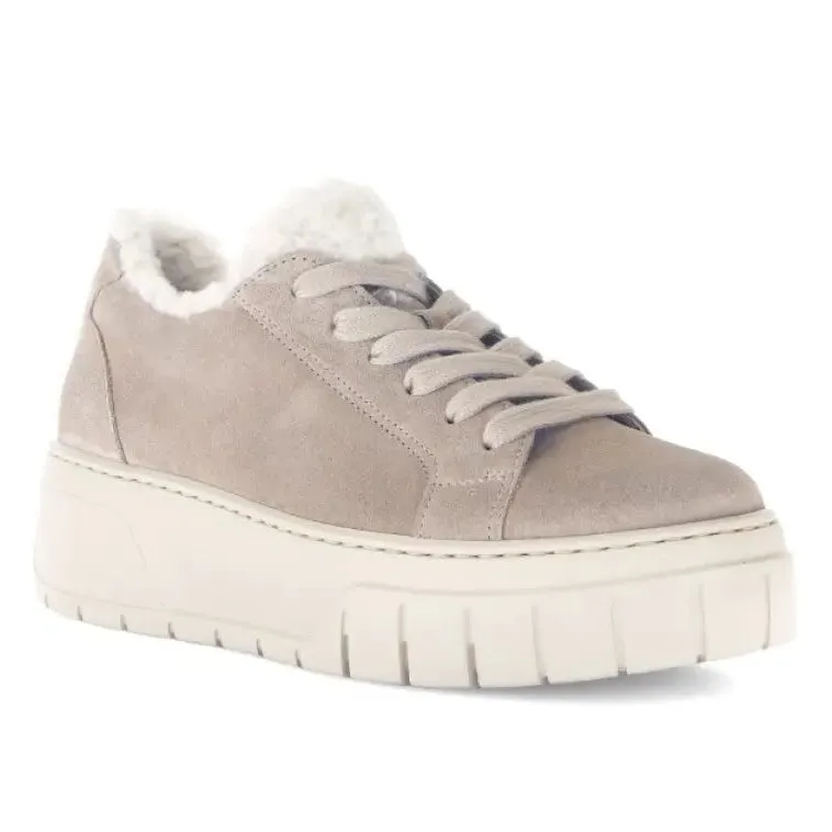 GABOR 73221 FUR-LINED SNEAKER - TAUPE New In Future Walk