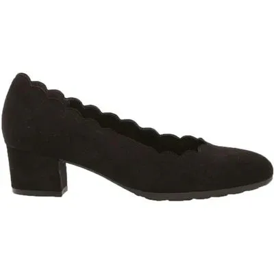 GABOR PUMP W/ SCALLOPS - BLACK - 3222147 Curve Hug Wave Flow