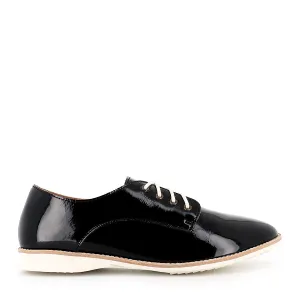 DERBY UNLINED - BLACK PATENT CRINKLE Practical Footwear Music Lane