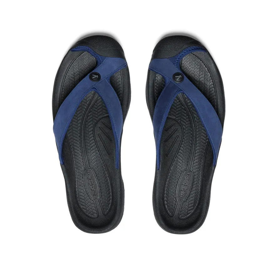 Sturdy breathability Men's Waimea Leather Flip-Flop  |  Naval Academy/Black
