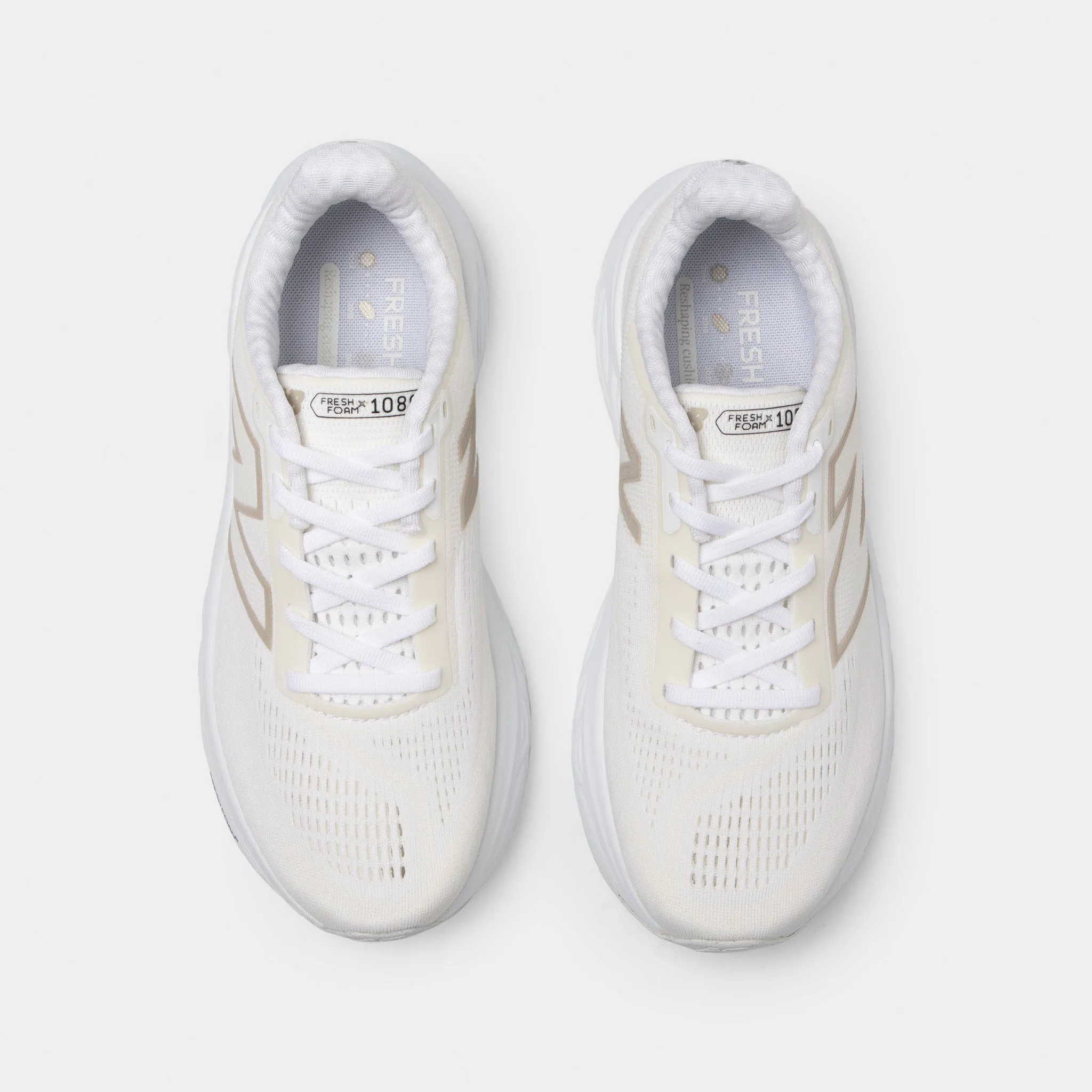 New Balance Women's Fresh Foam x 1080v14 White / Metallic Gold Upgraded wear Sleek Shape