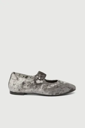 Greta Mary Janes in Grey Velvet Stylish Appearance