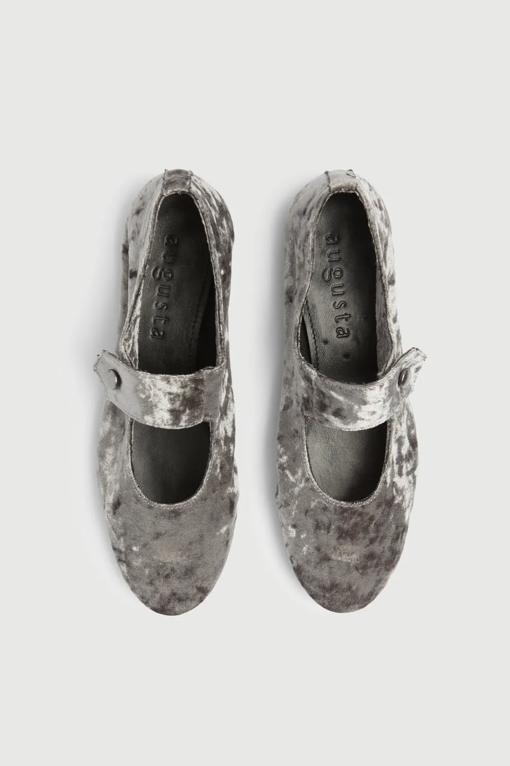 Greta Mary Janes in Grey Velvet resistant