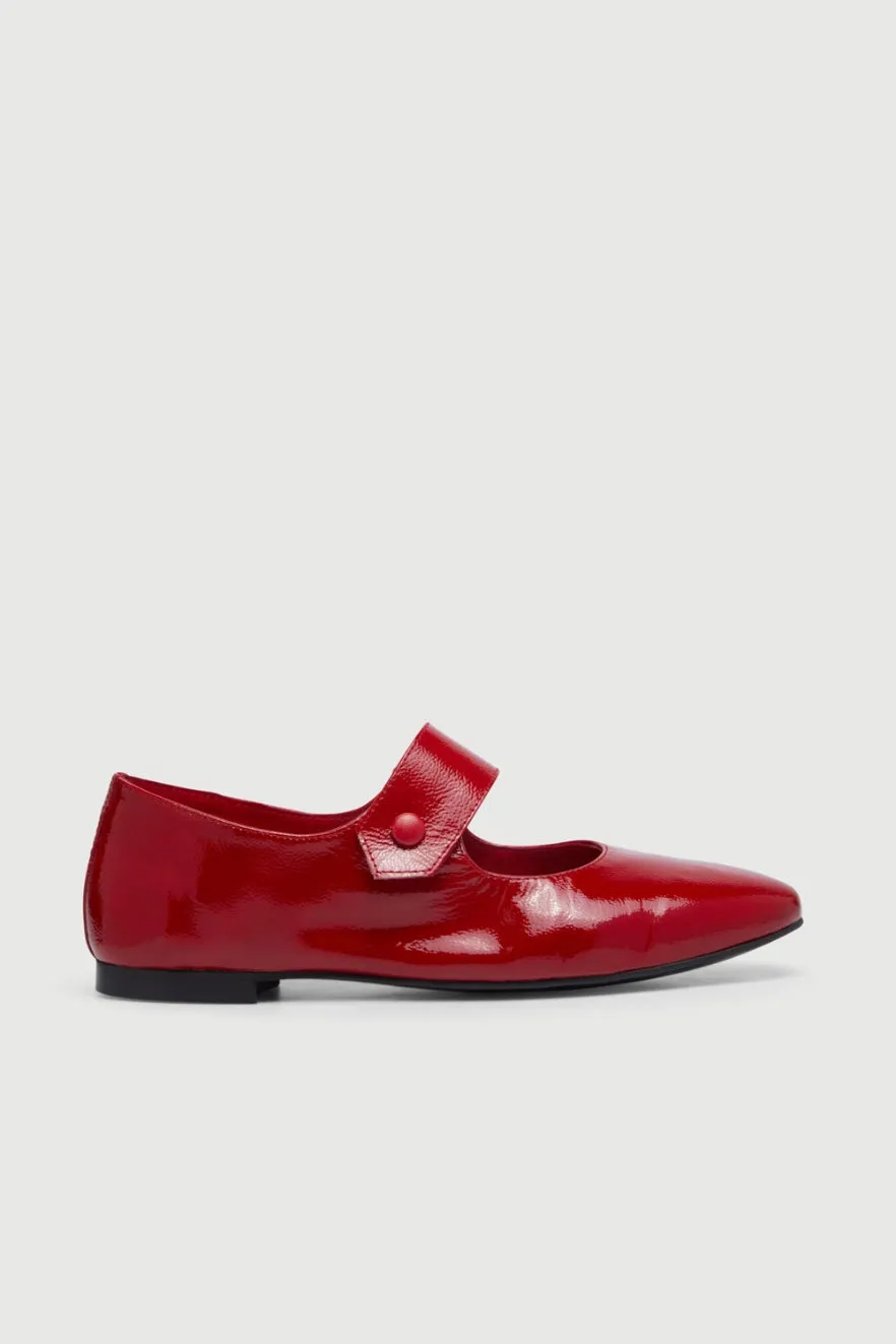 Greta Mary Janes in Red Patent Leather Comfortable Waist Breathable