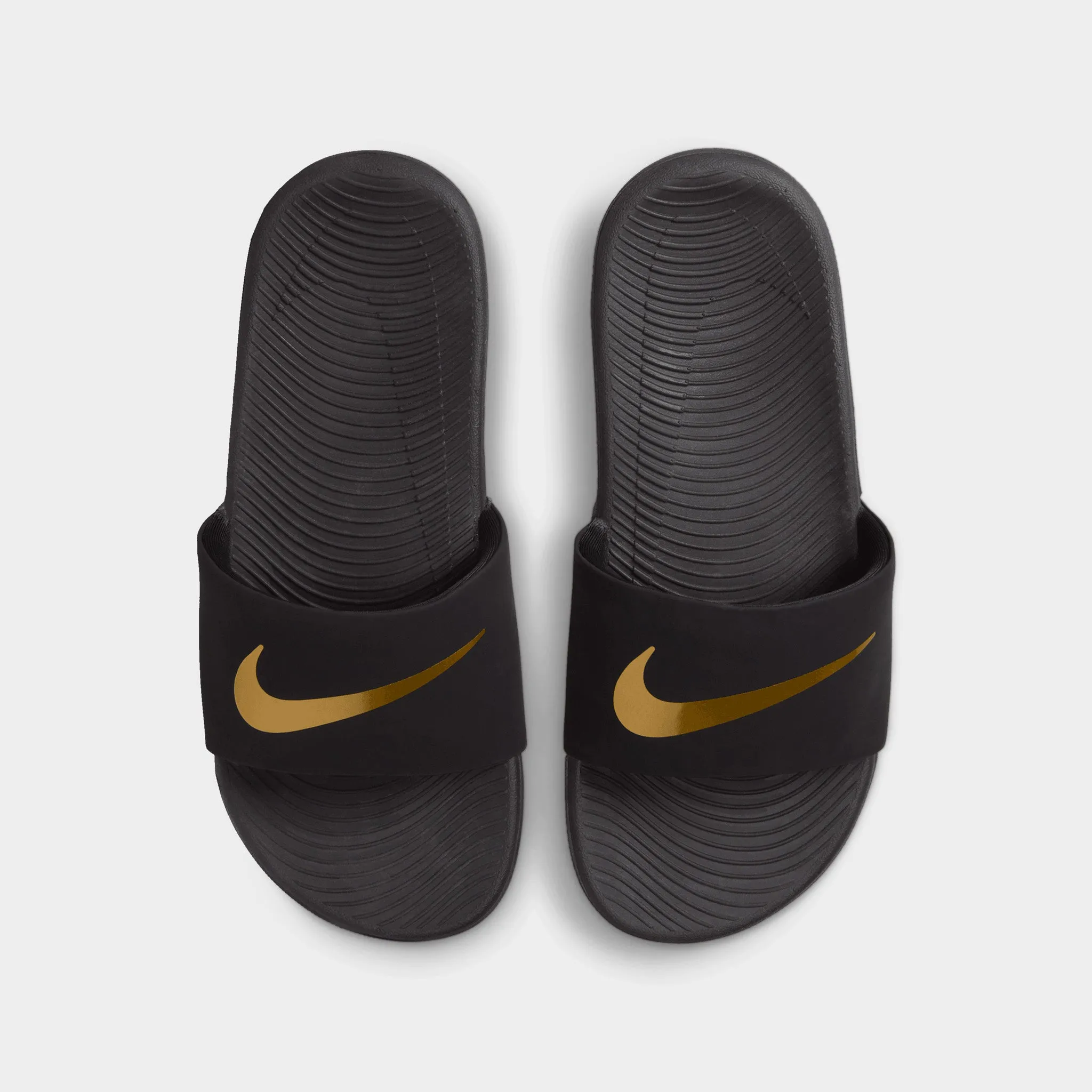 Nike Kawa Slide GS Black / Metallic Gold Abrasion Resistant Upper