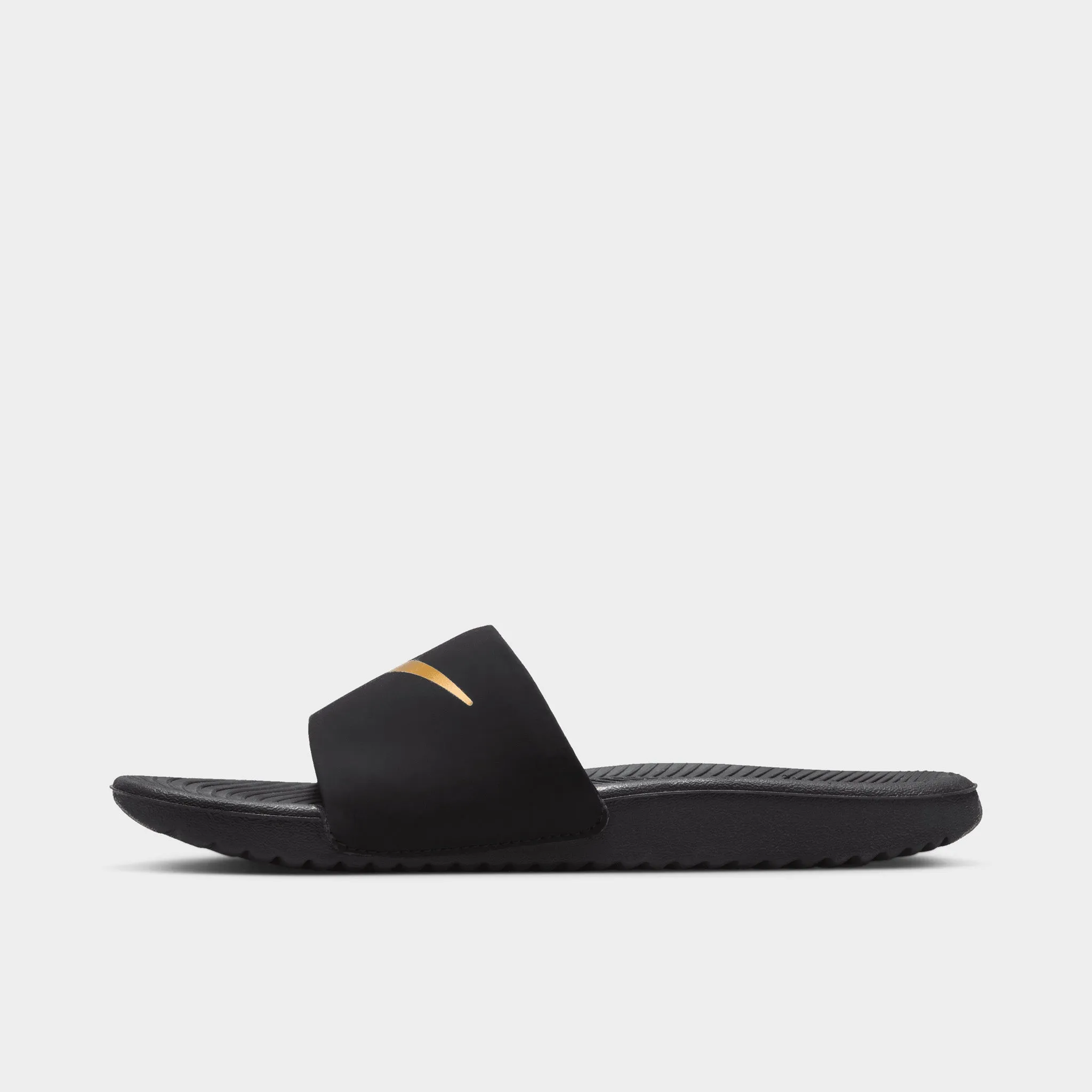 Nike Kawa Slide GS Black / Metallic Gold Aerated Insole Seamless Upper