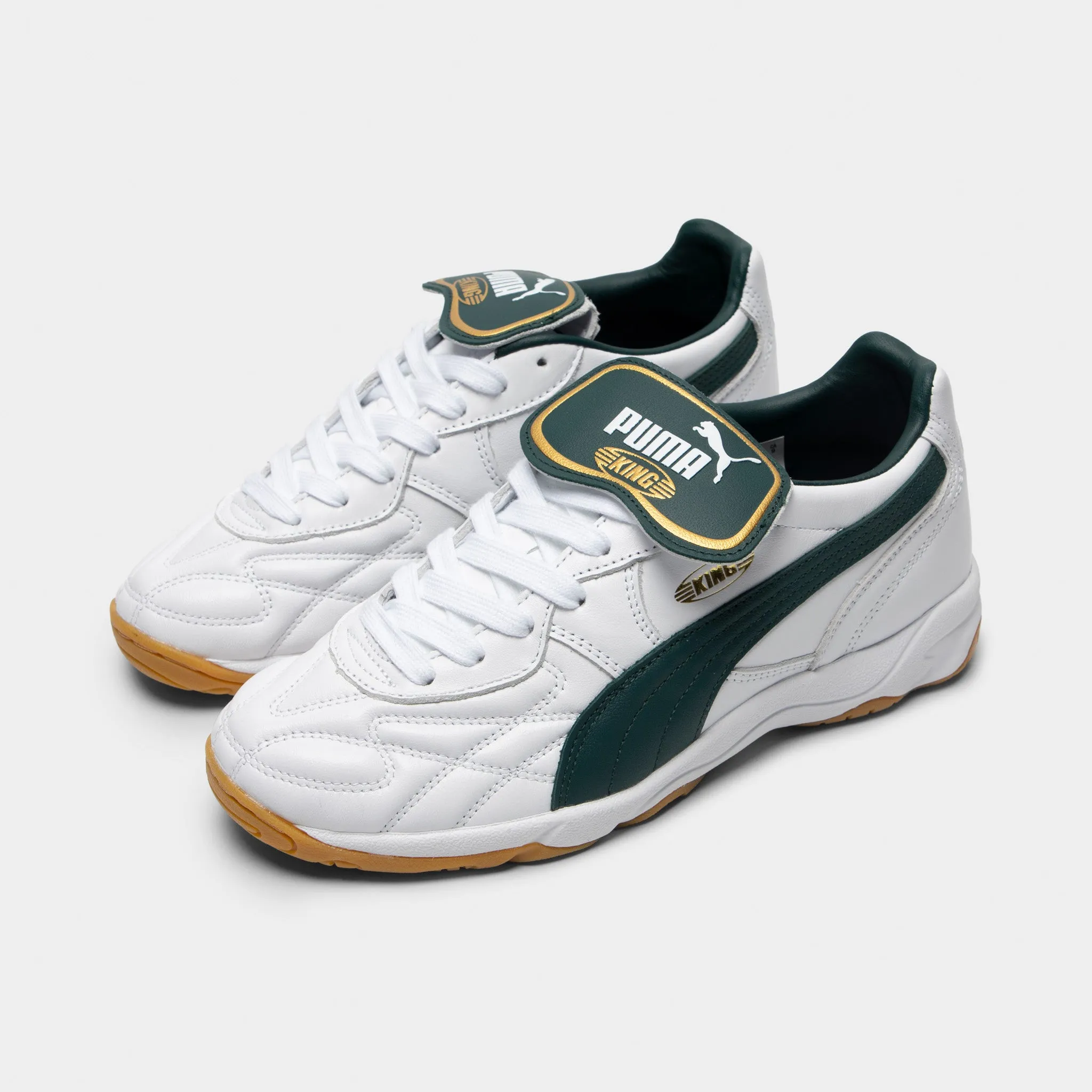 Puma King Indoor White / Green / Gold Stretch tongue Trail Walk