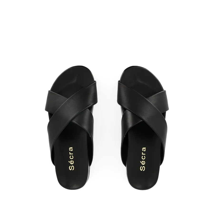 Travel sandals Effortless Travel Fit HALLE - BLACK BLACK LEATHER