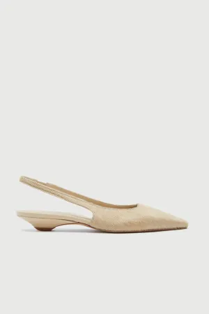 Flower Path Everyday Style Harper Slingback Flats in Beige Calf Hair