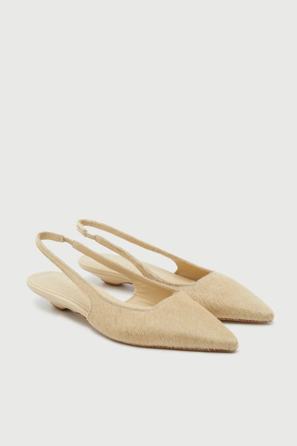 After Work Harper Slingback Flats in Beige Calf Hair