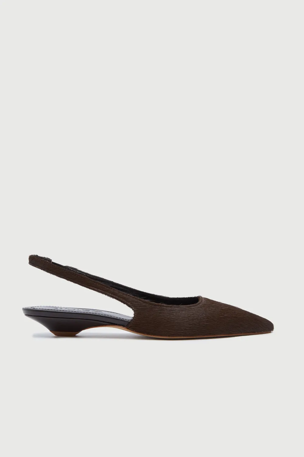 Harper Slingback Flats in Chocolate Calf Hair Harbor Glow Love Step