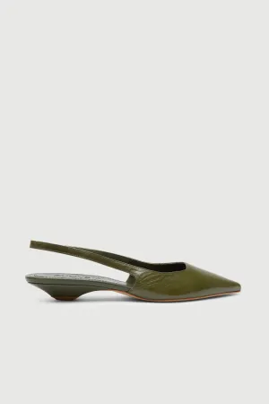 Harper Slingback Flats in Khaki Leather High-Comfort Wear picnic wear