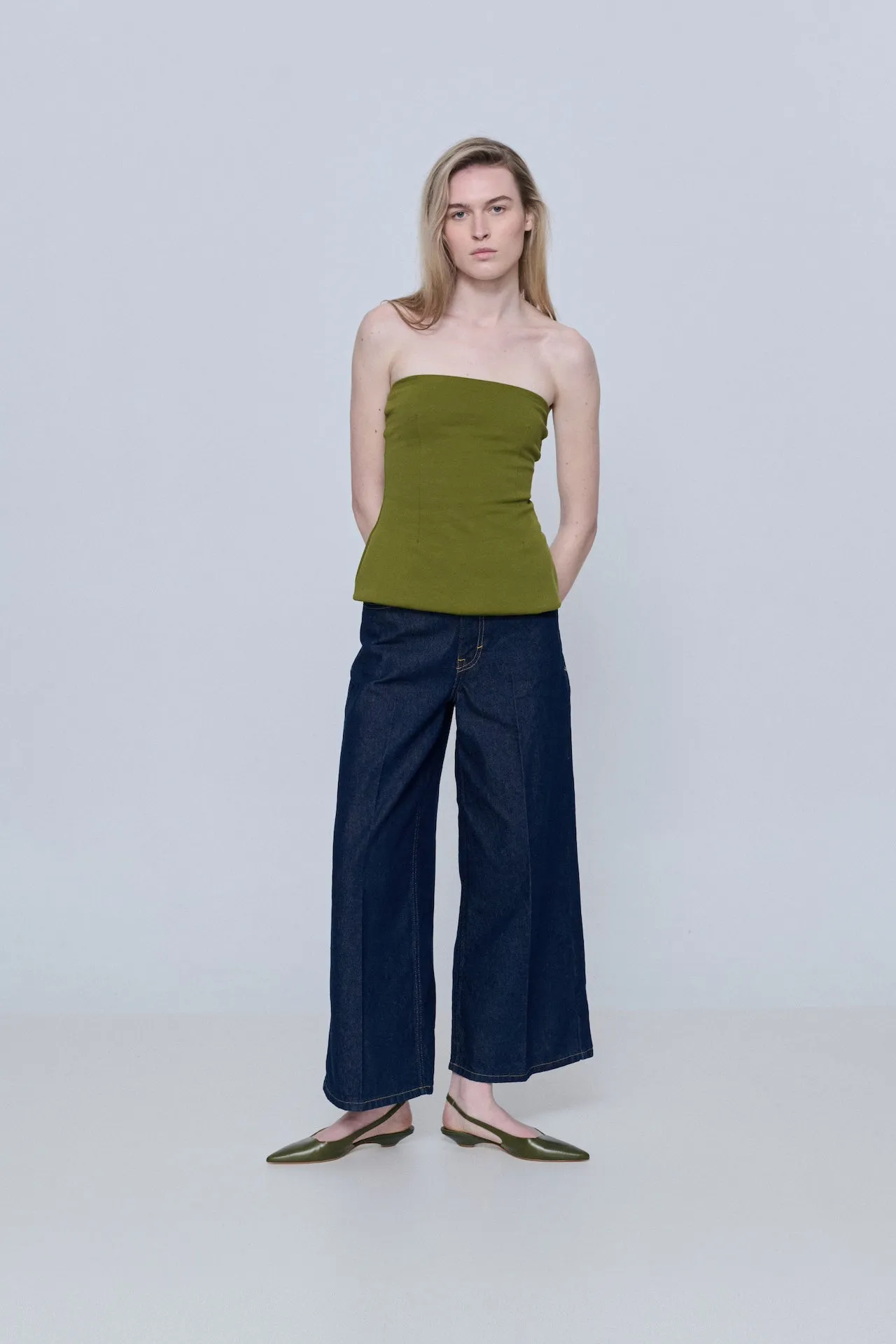 Everyday Slip Block Stroll Harper Slingback Flats in Khaki Leather