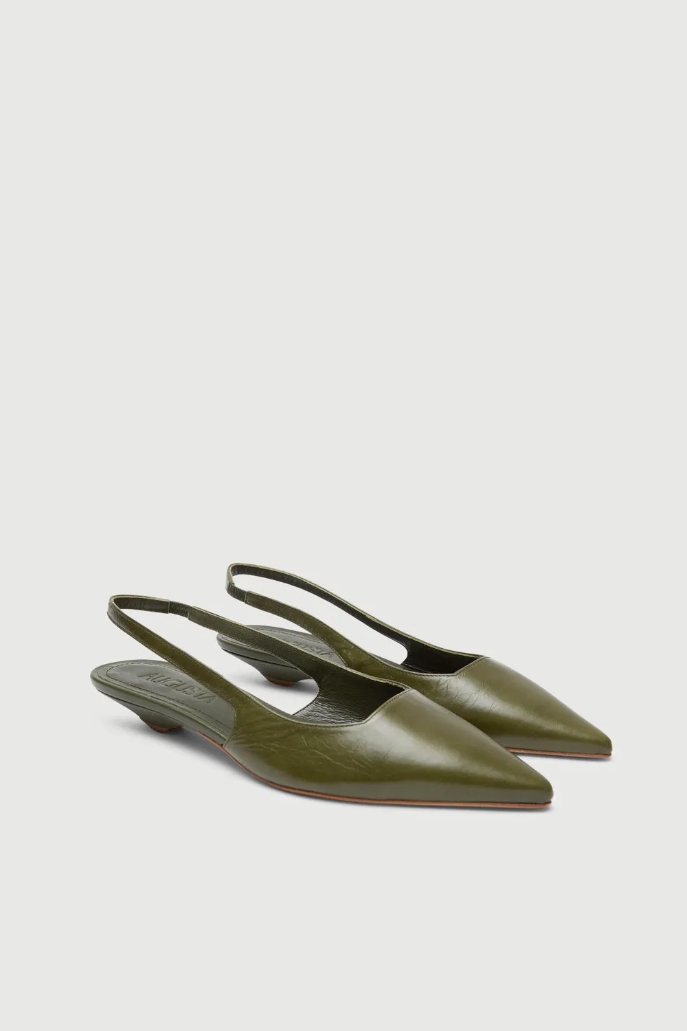 Harper Slingback Flats in Khaki Leather Happy Glow