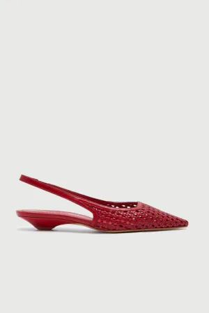 Harper Slingback Flats in Red Woven Leather Heat Ease