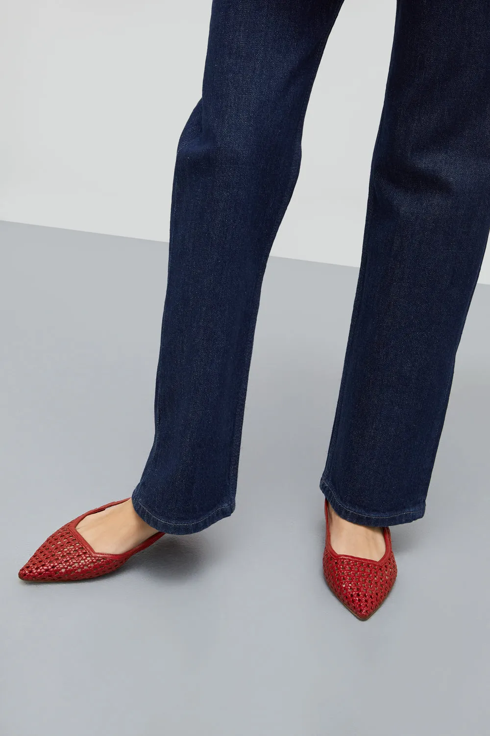 River Path Harper Slingback Flats in Red Woven Leather