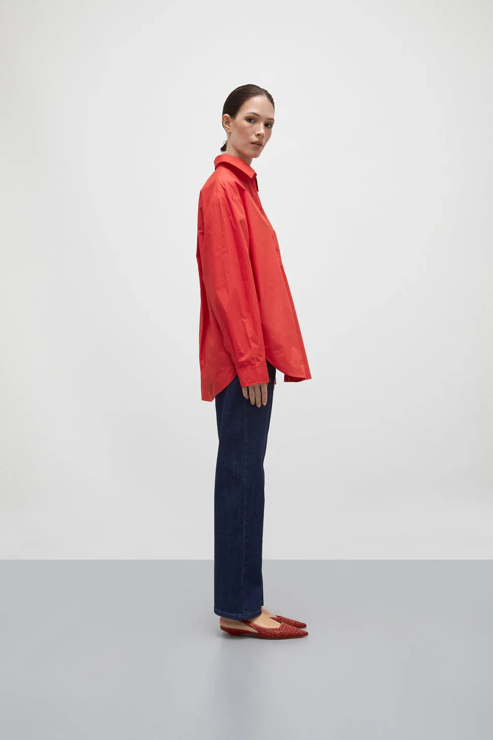 Breathable Cushion Harper Slingback Flats in Red Woven Leather