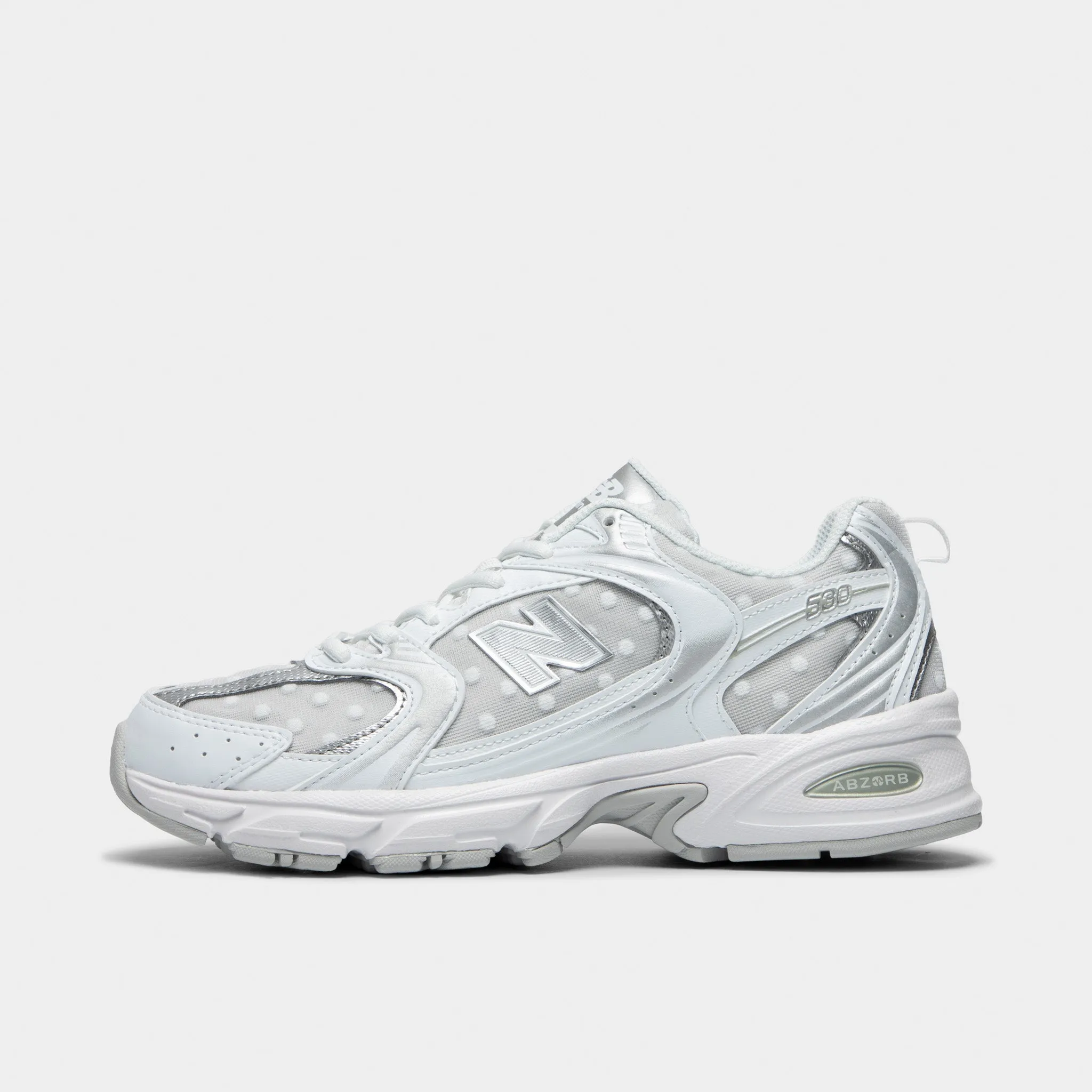 New Balance 530 White / Silver Metallic smooth zipper