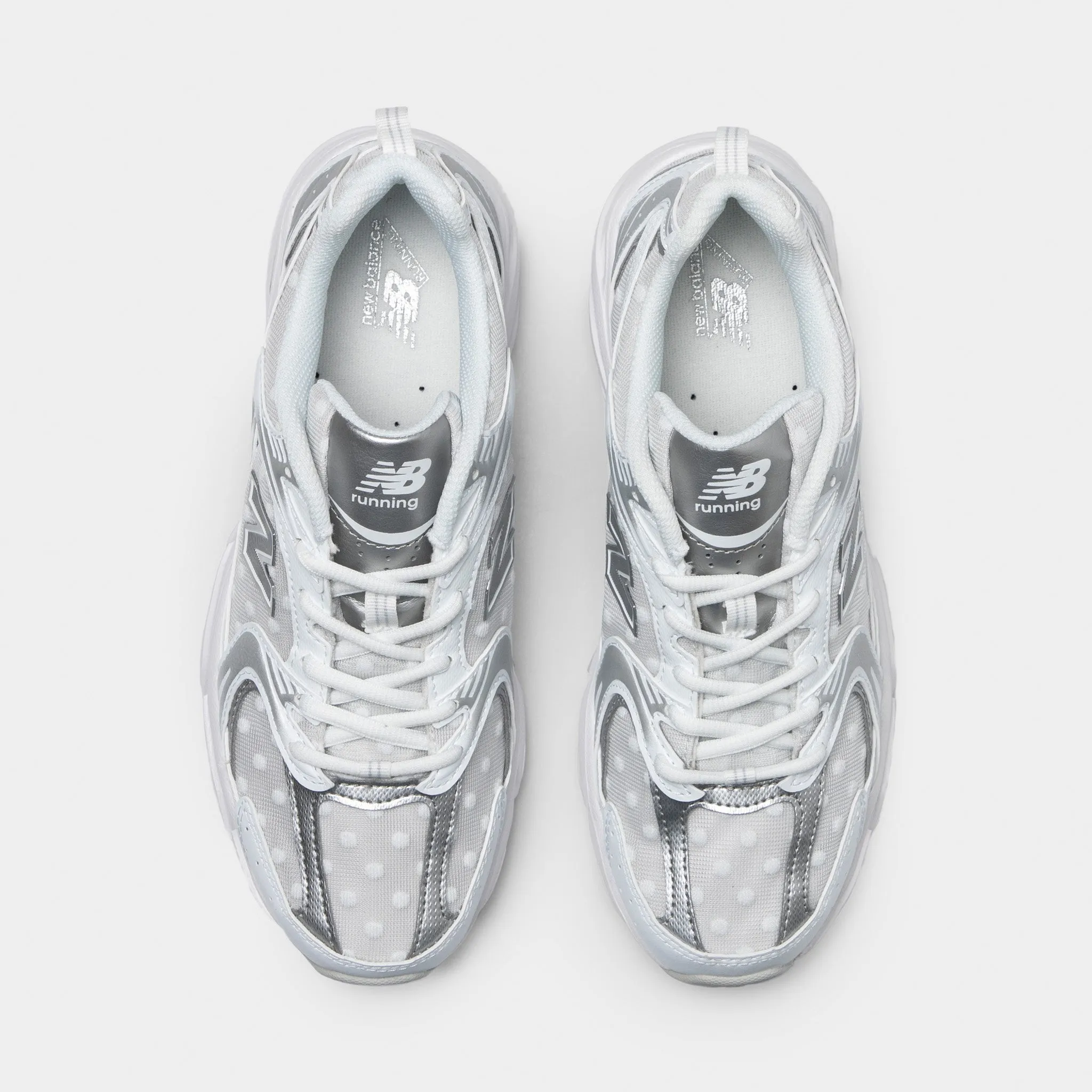New Balance 530 White / Silver Metallic Anti Slip Rubber Outsole
