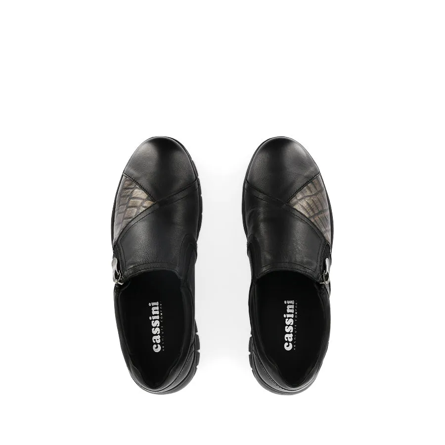 MERGER - BLACK/BRONZE LEATHER Sleek Finish Easy Walk