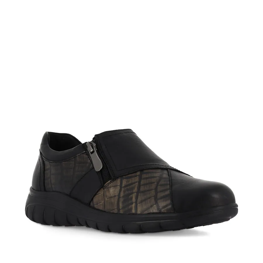 Business Casual Shoes Fit Step MERGER - BLACK/BRONZE LEATHER