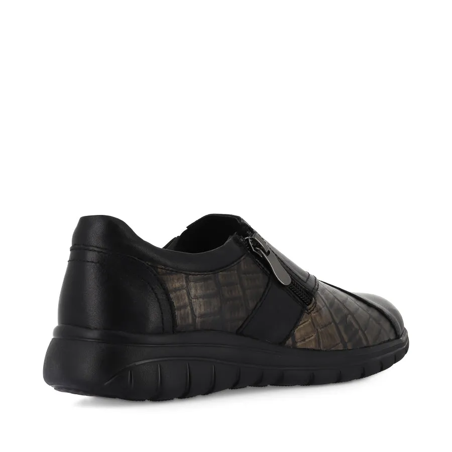 MERGER - BLACK/BRONZE LEATHER Foot Support Shoes