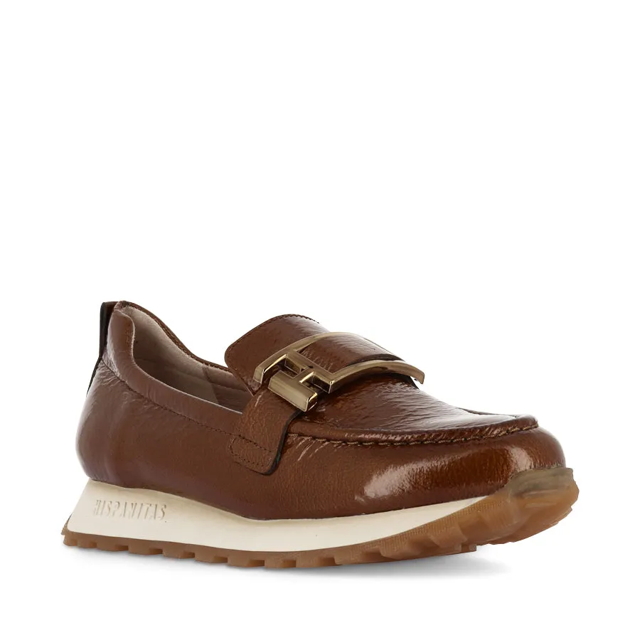 HETTIE - TAN PATENT LEATHER Step Smooth Walk Proud
