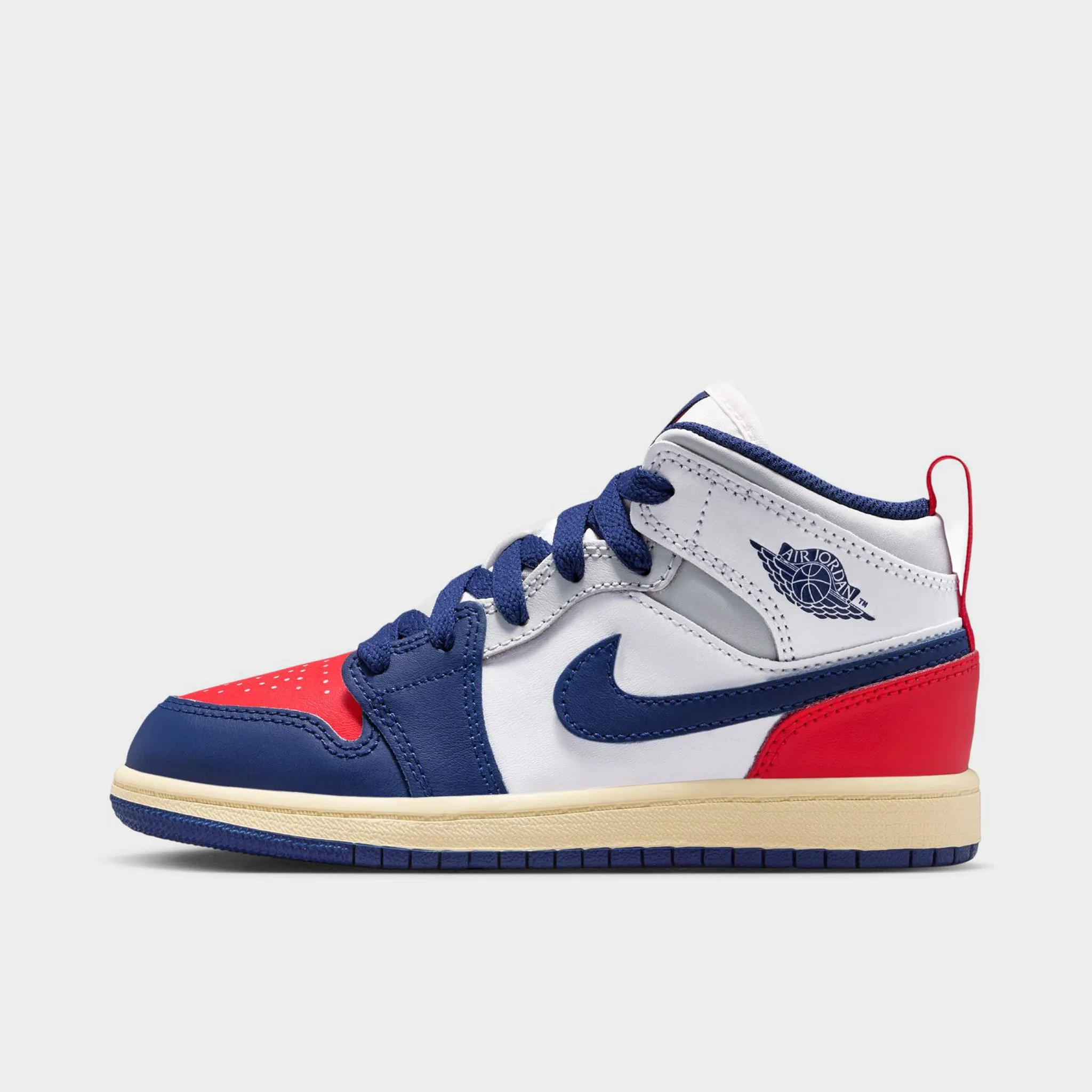 Jordan 1 Mid PS White / Deep Royal Blue - University Red Multi Density Sole