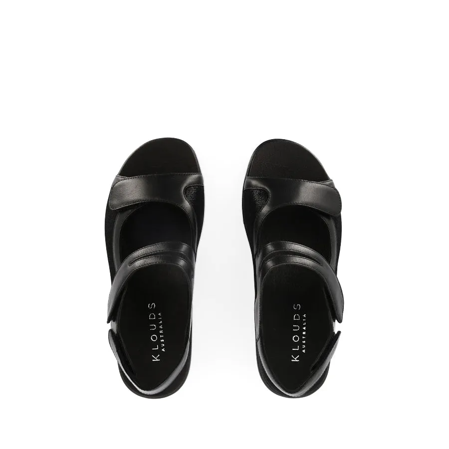 Durable Sole Chic Sandals for Every Day ANJ - BLACK STRETCH