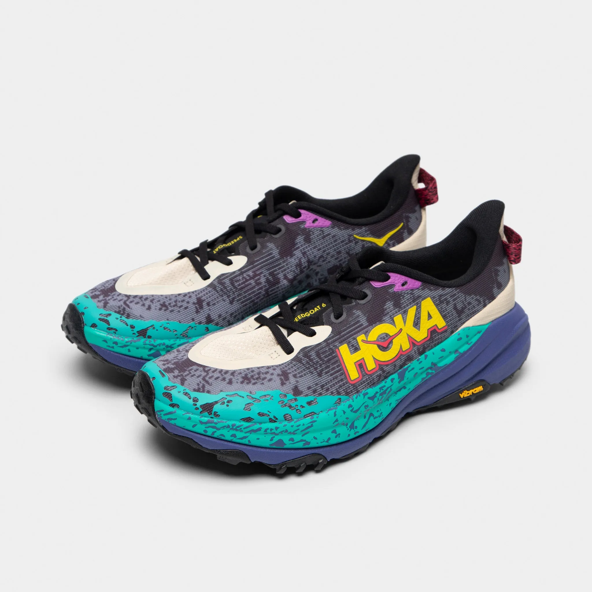 Wide Base Hoka Speedgoat 6 Grey / Purple - Yellow