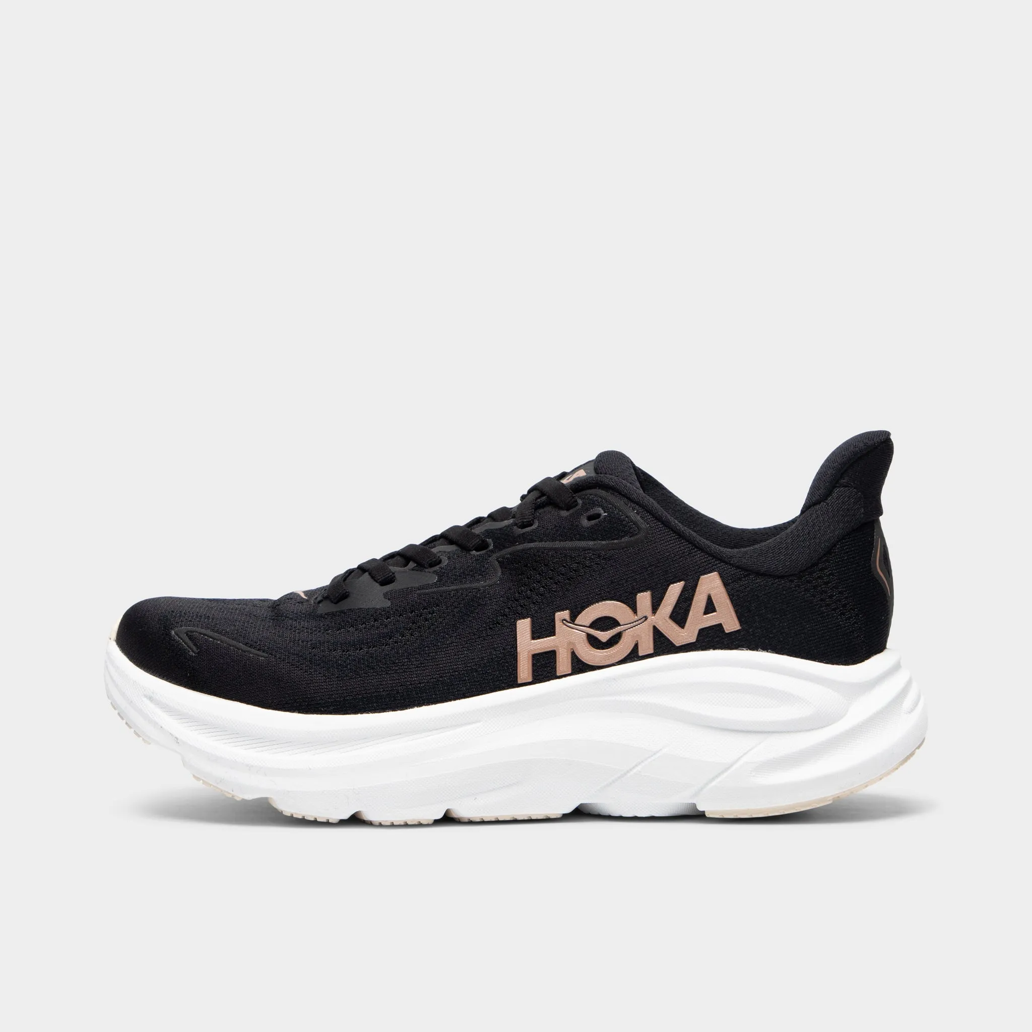 Quick Slip Hoka Women's Clifton 10 Black / White - Rose Gold