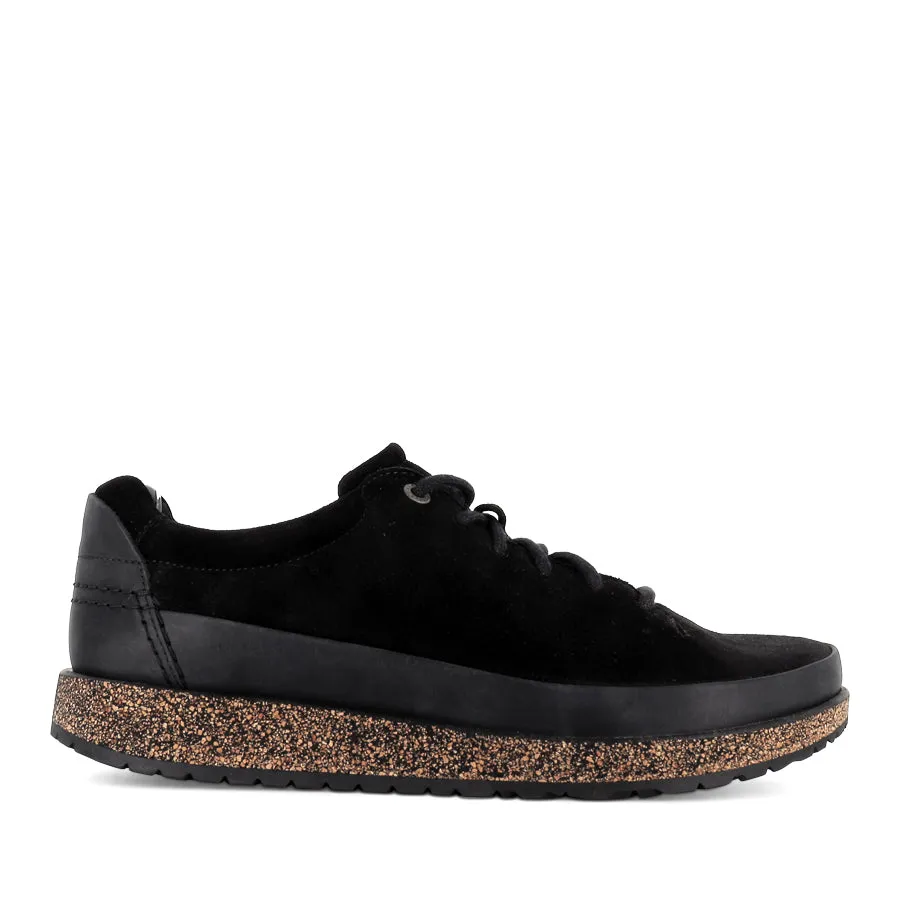 HONNEF LOW - BLACK SUEDE LEATHER Rubber Traction Pattern Padded shock absorption