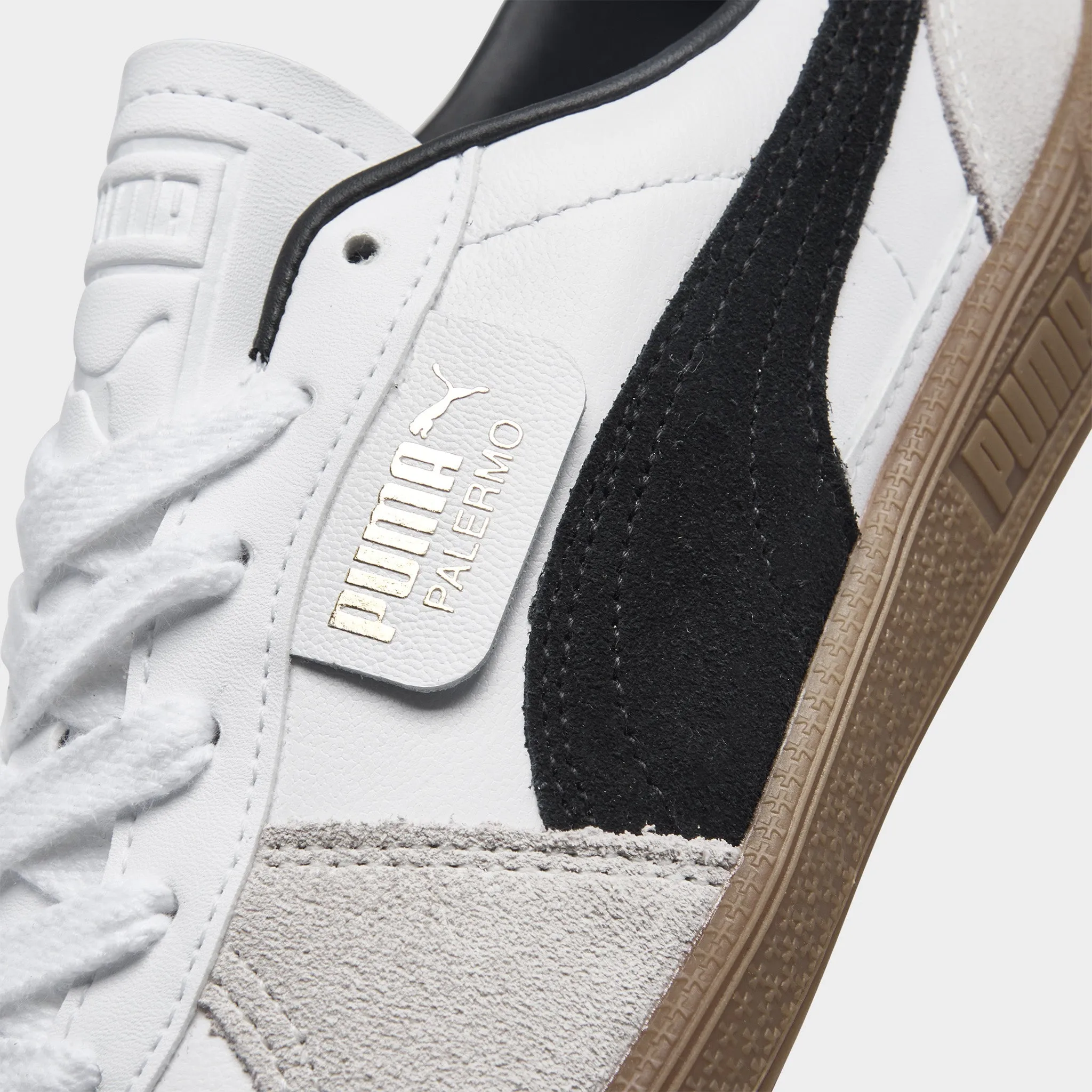PUMA Women's Palermo Leather White / Vapor Grey - Gum Smooth Soles