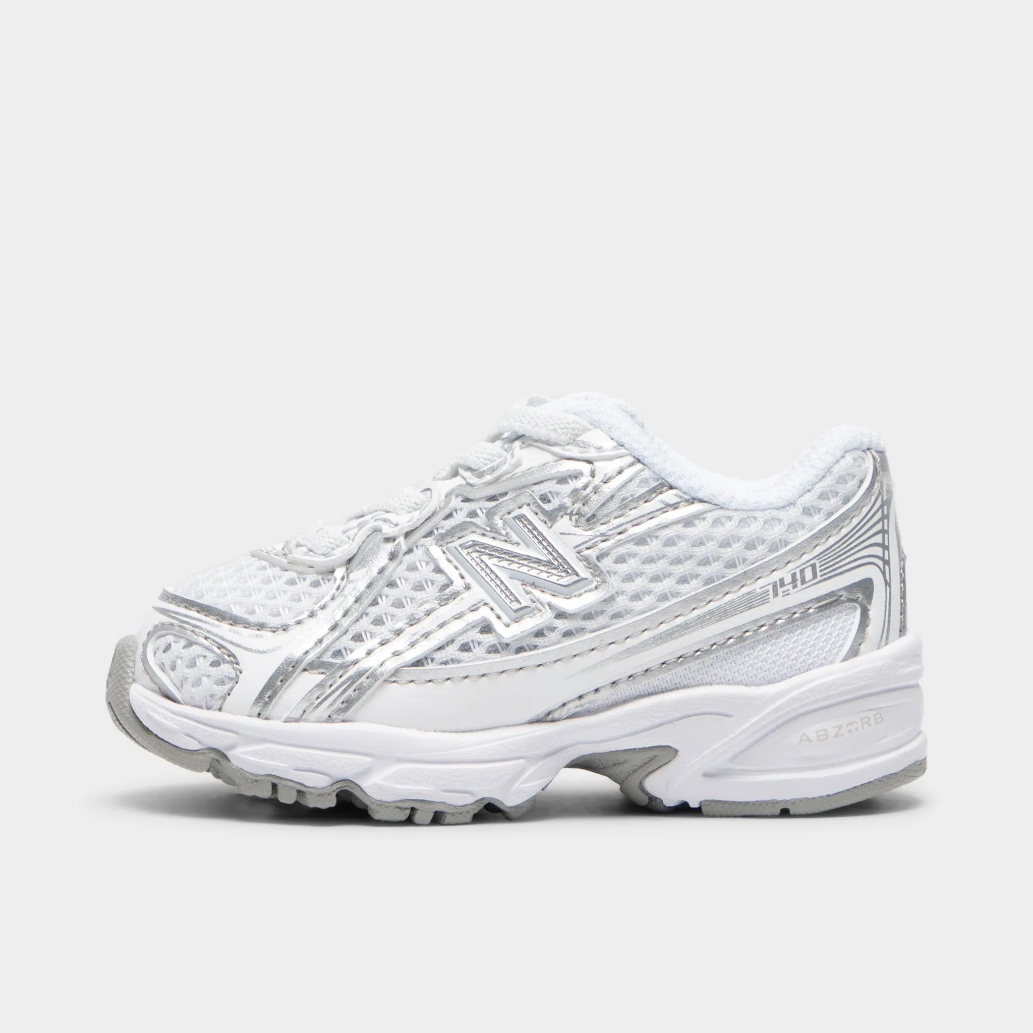 New Balance Infants' 740 White / Silver Metallic Dynamic Flex Neck