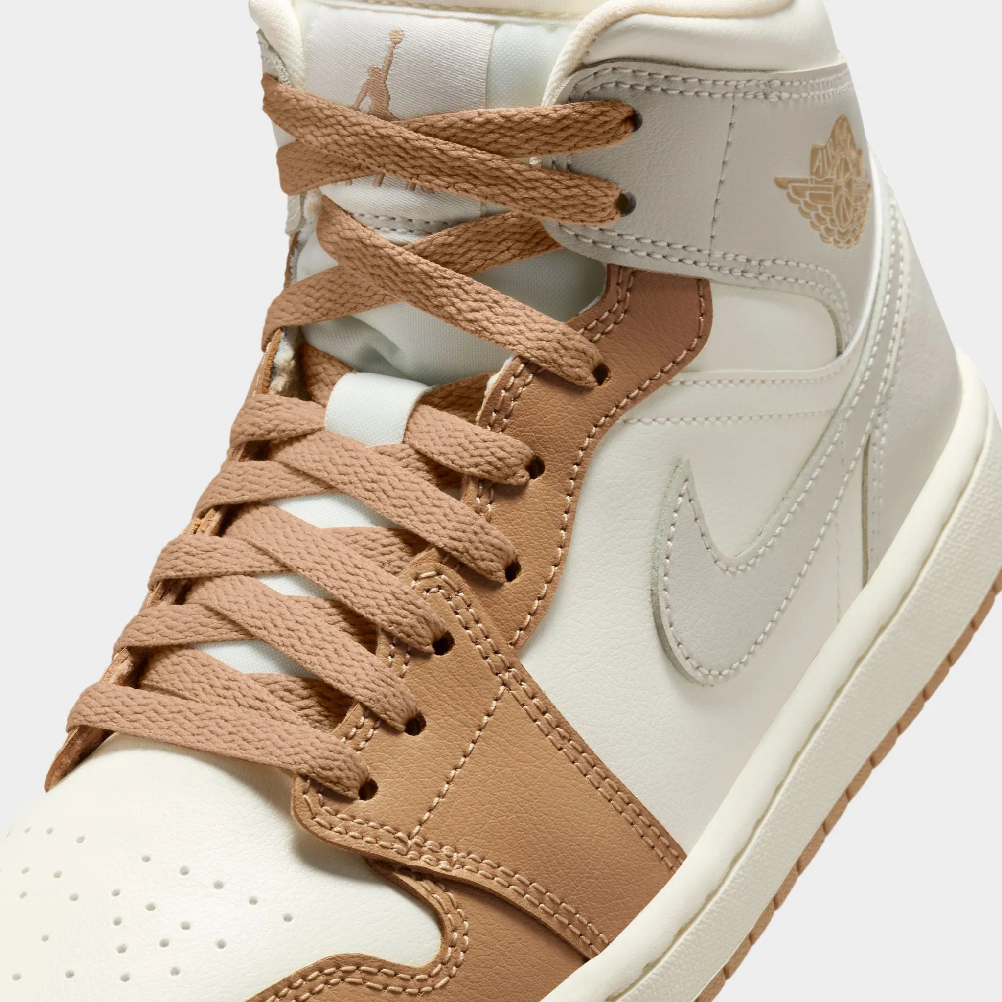 Sole Strength Jordan Women's 1 Mid Ale Ivory / Light Orewood Brown - Hemp