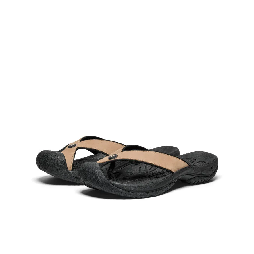 Men's Waimea Leather Flip-Flop  |  Cornstalk/Black zip - type Trendy Look