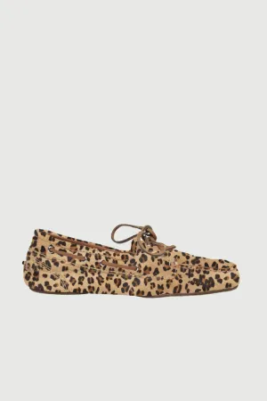 Ivy loafers in Leopard print Calf Hair Soft Leather Shoes Open Street