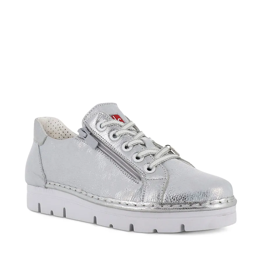 Comfort Driven Ergonomic Insole JACKIE JS-2001 - SILVER METALLIC LEATHER