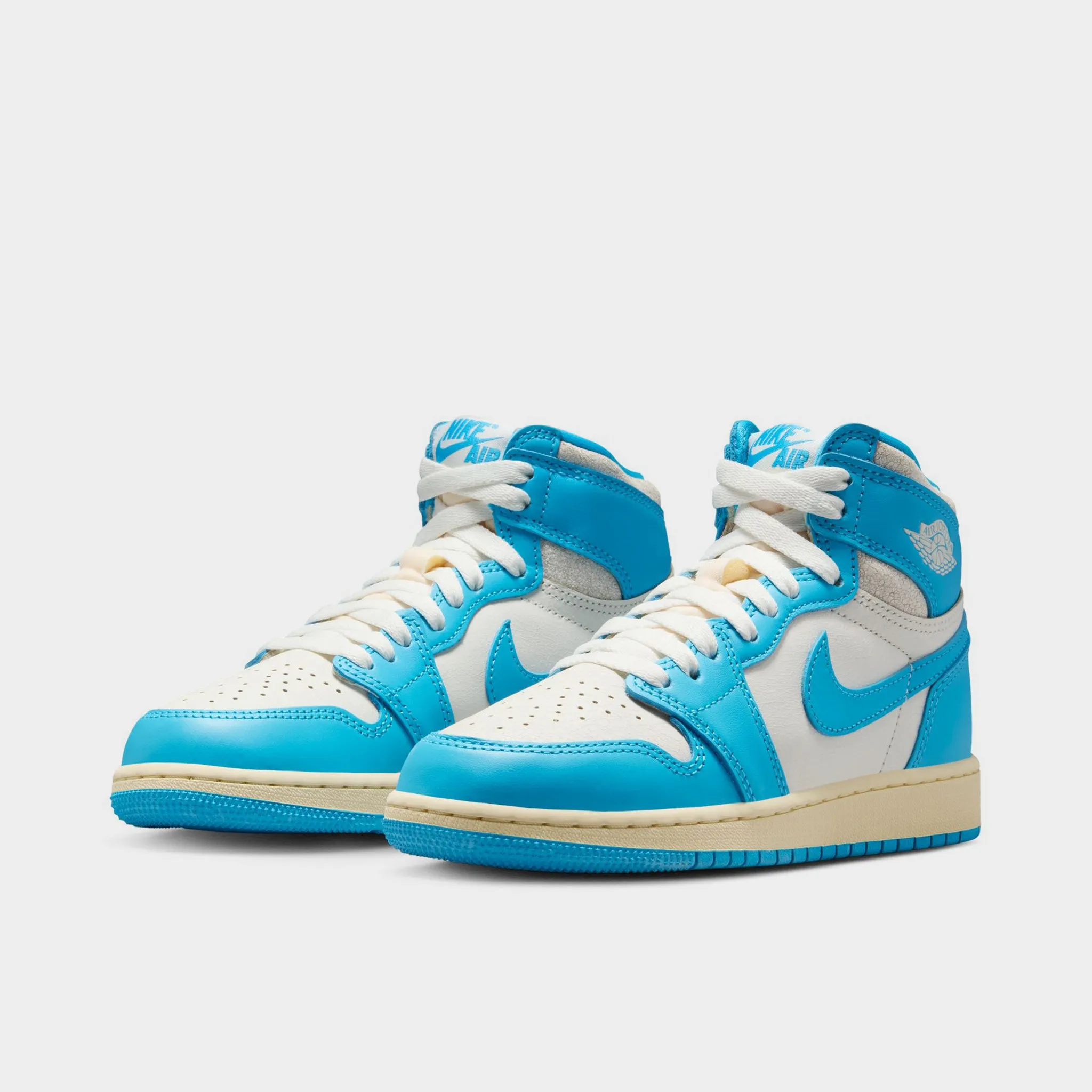 Hexagonal Tread Pattern Comfort First Jordan 1 High OG GS Dark Powder Blue / Sail