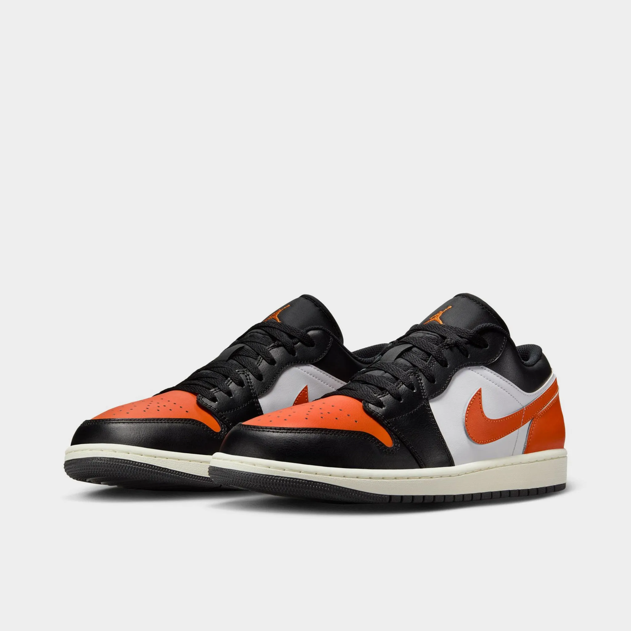 Jordan 1 Low Black / Starfish - White - Sail Flexible Midsole Shank Quick Drying Fabric
