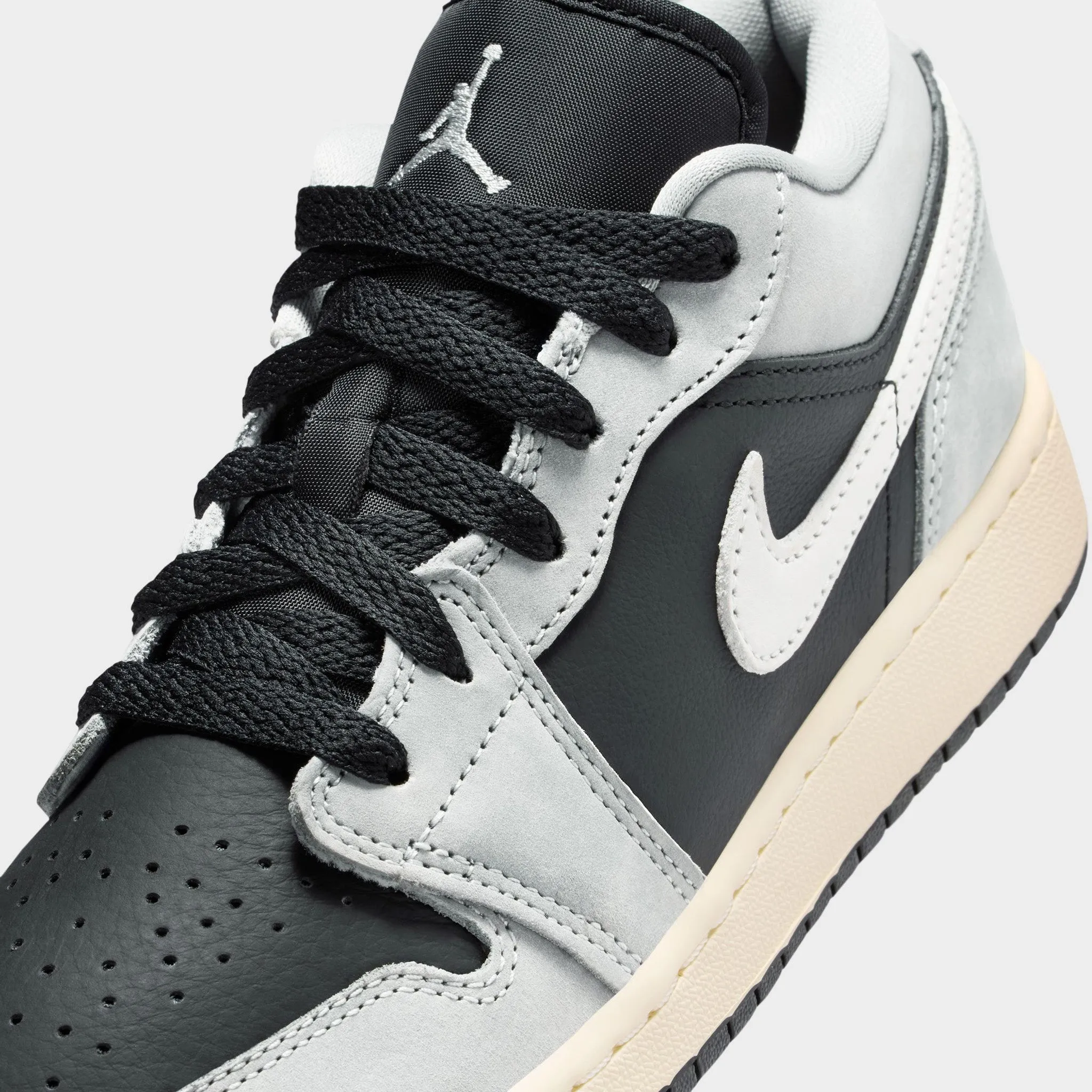SoftInterior Jordan 1 Low SE GS Light Smoke Grey / Black - Sail