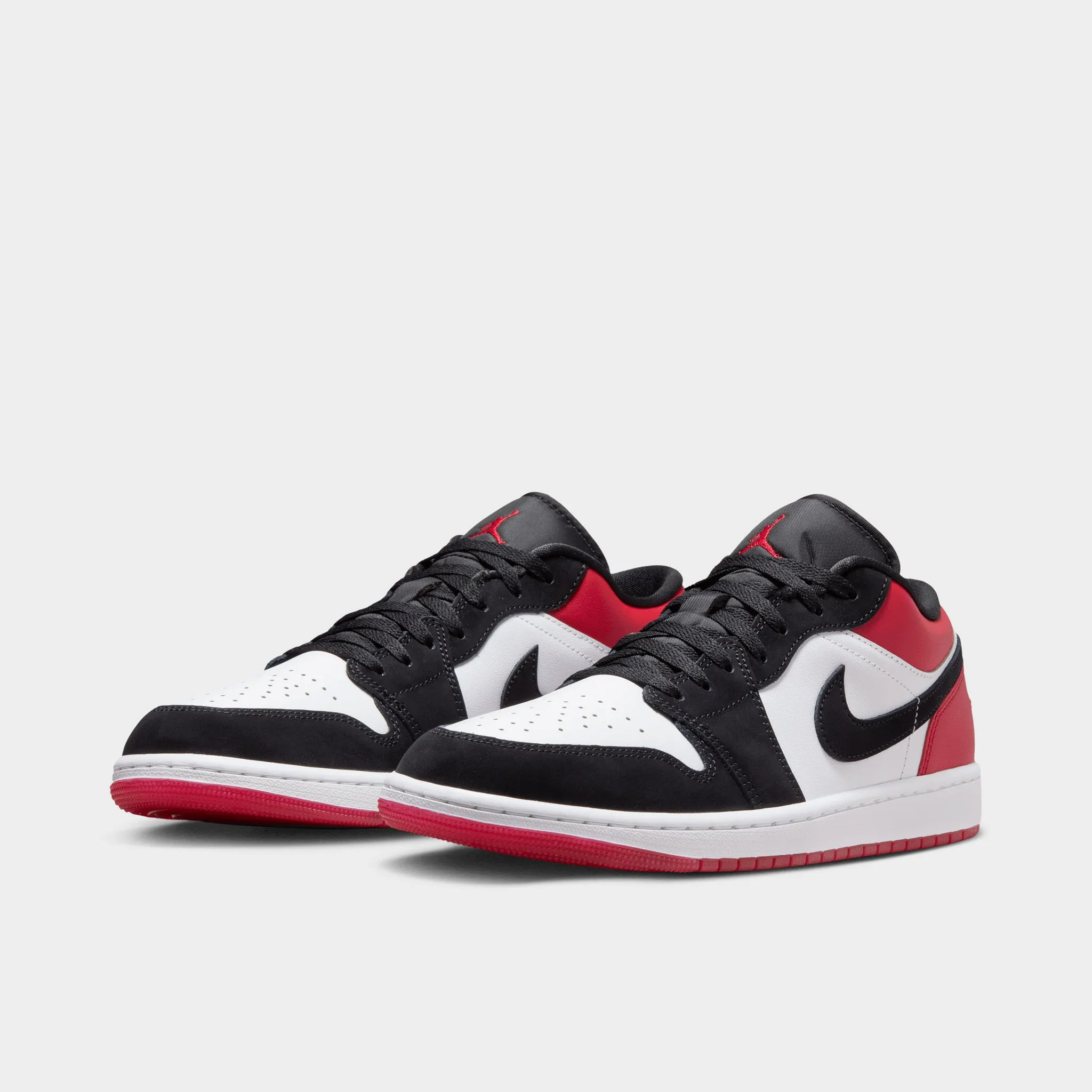 Jordan 1 Low White / Black - Varsity Red Stabilizing Heel Clip Water Resistant Material