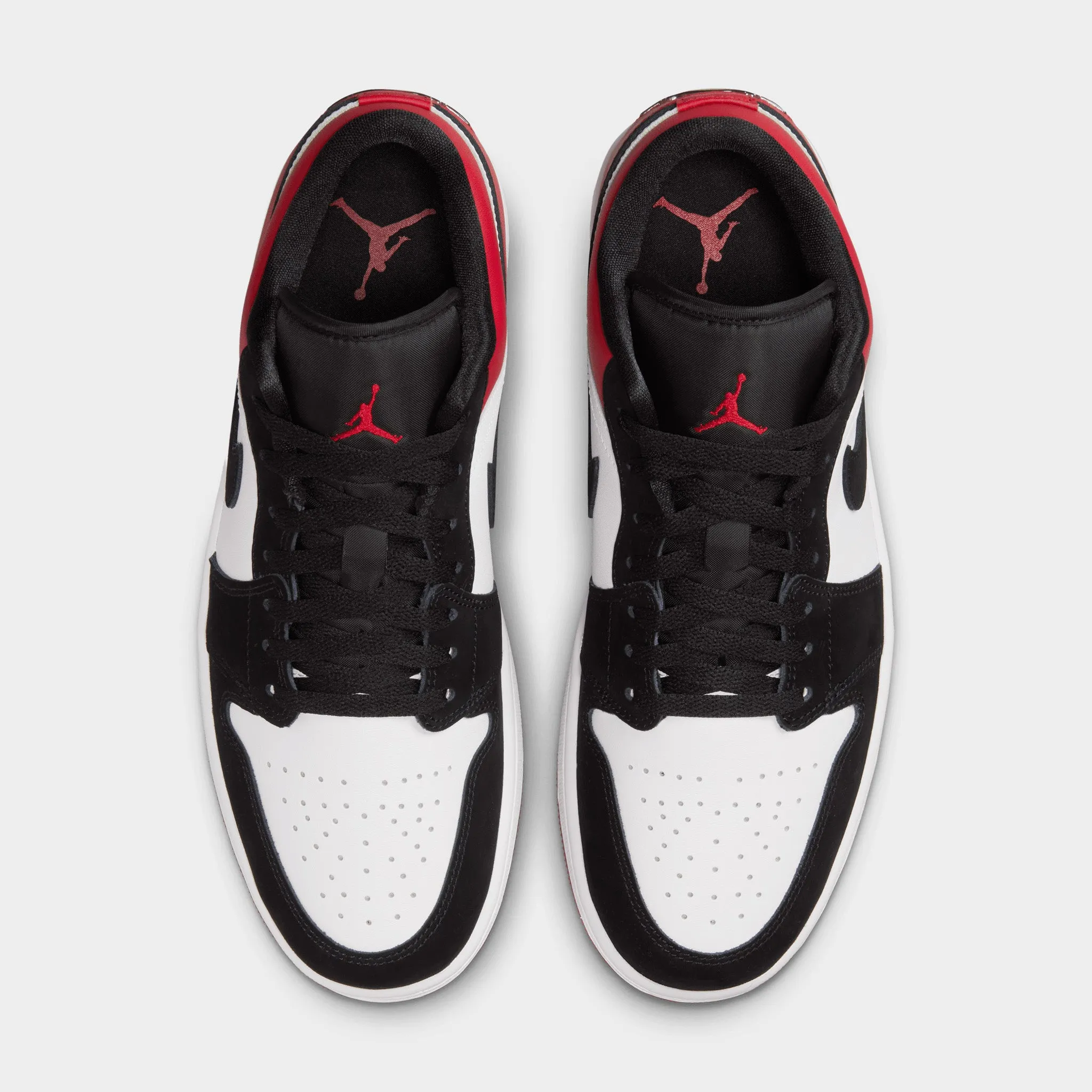 Jordan 1 Low White / Black - Varsity Red Rubberized Finish RemovableInsole