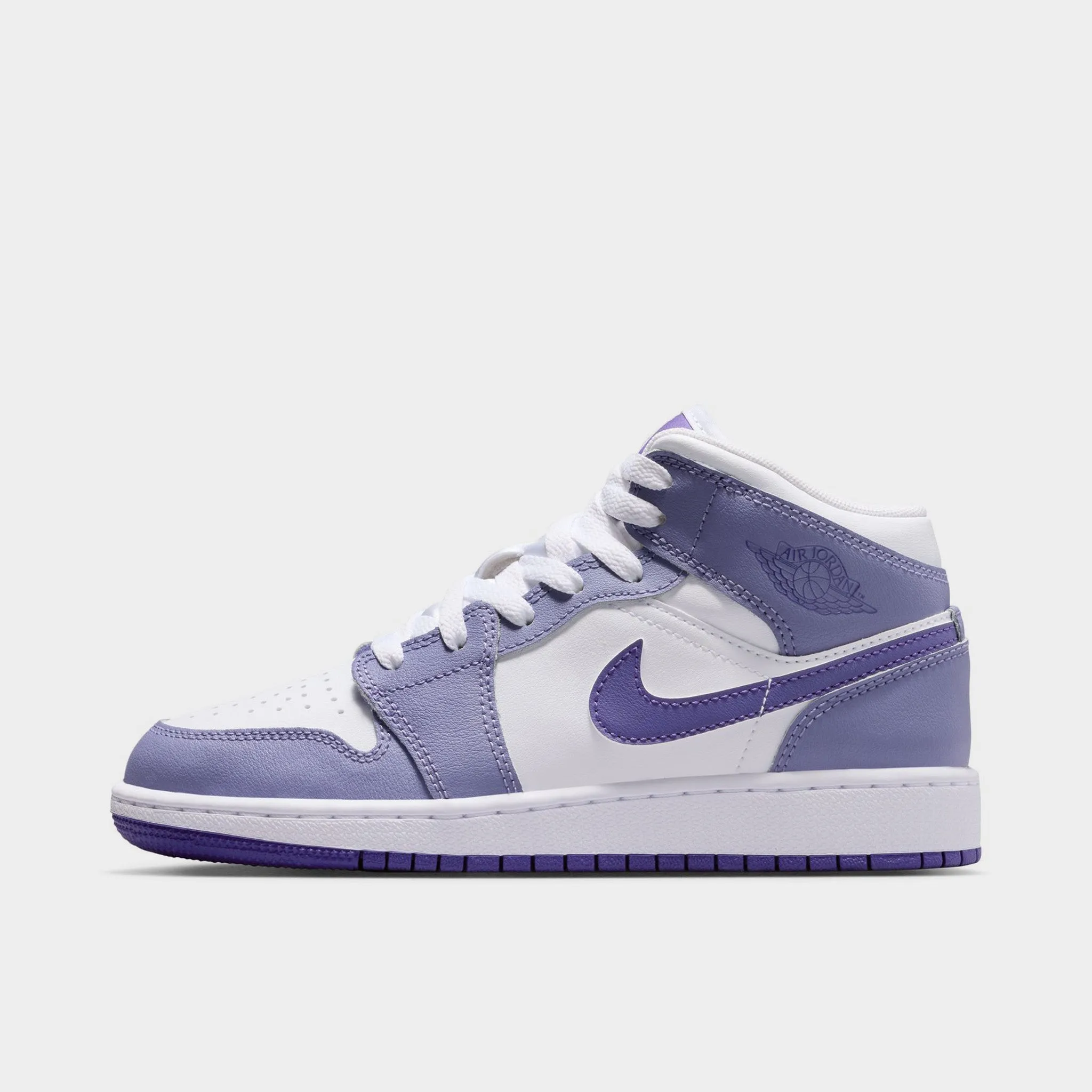 Jordan 1 Mid GS Dusty Amethyst / Court Purple - White Smooth Finish Ultra Cloud Foam