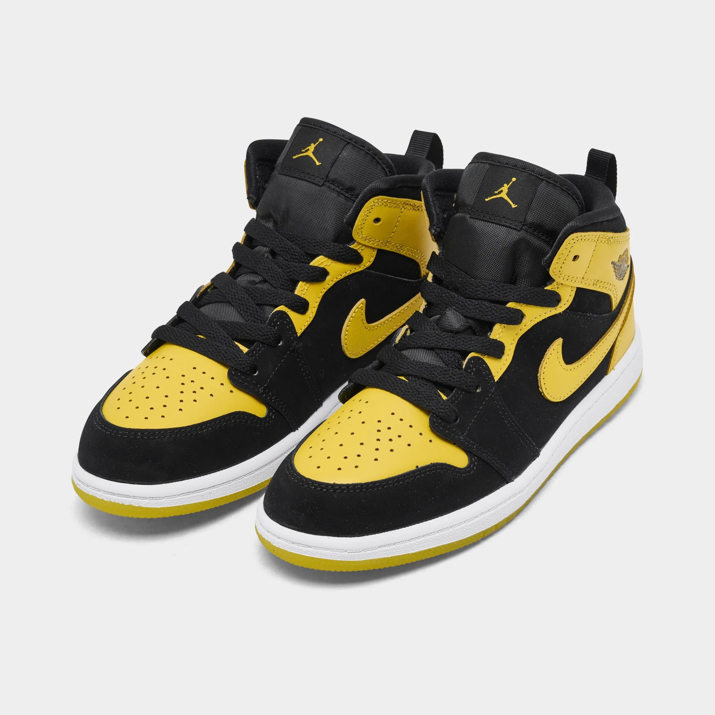 Jordan 1 Mid PS Black / Varsity Maize - White Long Travel Extra Flex
